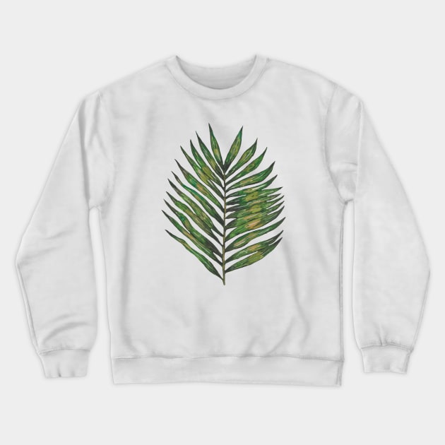 Watercolor tropical green leaf Crewneck Sweatshirt by deadblackpony